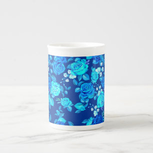 Classic Blue Rose Flowers Pattern-876 Bone China Mug