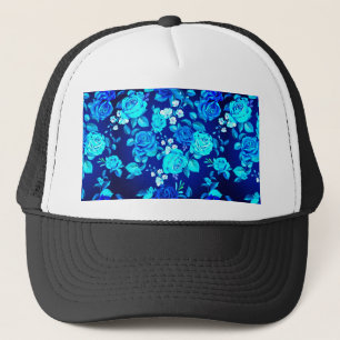Classic Blue Rose Flowers Pattern-876 Trucker Hat