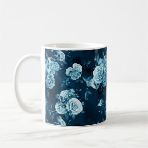 Classic Blue Rose Pattern Coffee Mug