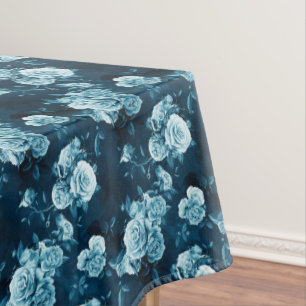 Classic Blue Rose Pattern Tablecloth