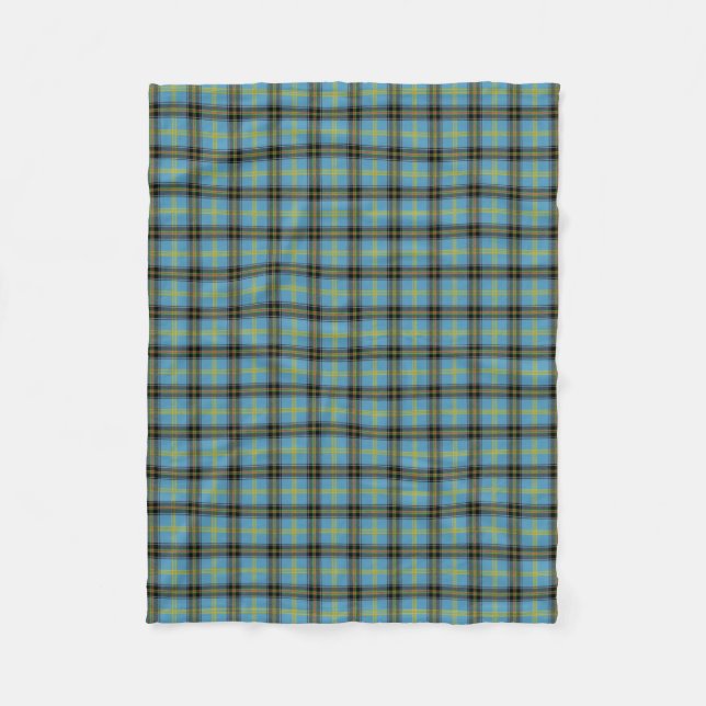 Classic Blue Scottish Clan Bell Tartan Plaid Fleece Blanket (Front)