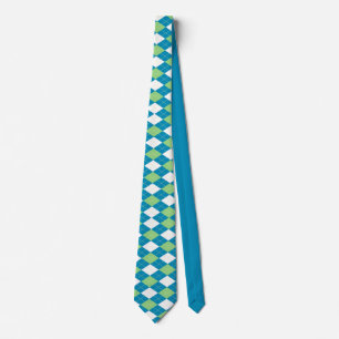 Classic Blue Seagreen Argyle Diamond Tartan Men's Tie