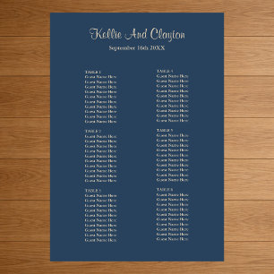 Classic Blue Simple Wedding Seating Chart