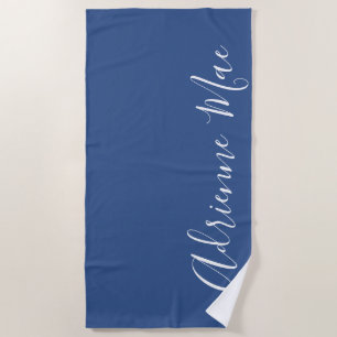 Classic Blue Simply Personalised Beach Towel
