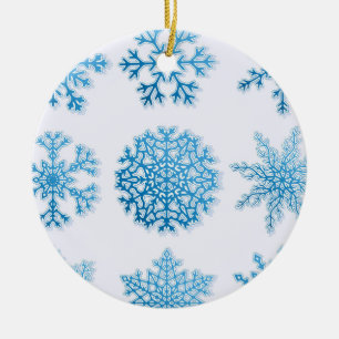 Classic Blue Snowflakes White Christmas Ornament