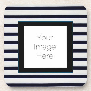 "Classic Blue Striped Coaster – custom Gift Favor"