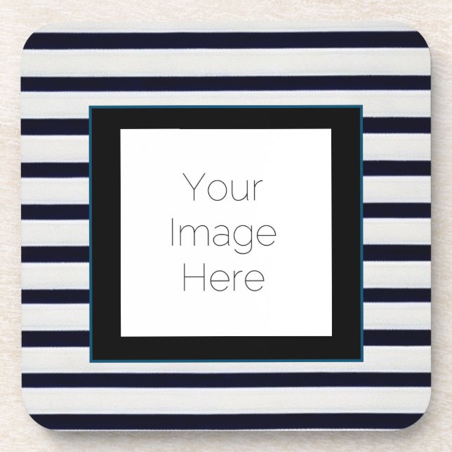 "Classic Blue Striped Coaster – custom Gift Favor" (Front)