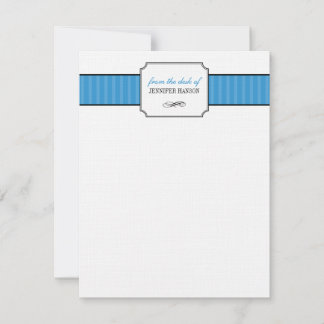 Classic blue stripes from the desk of stationery card