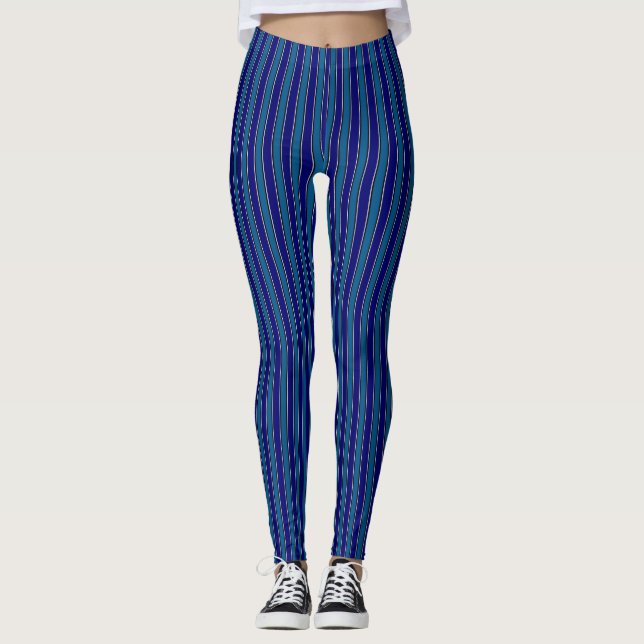 Classic Blue Stripes Leggings (Front)