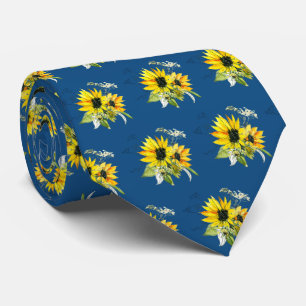 Classic Blue Sunflower Neck Tie