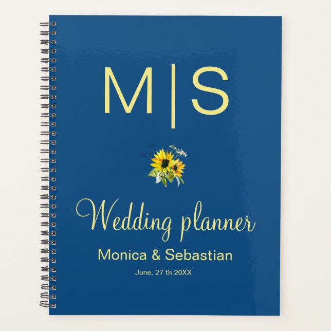 Classic Blue Sunflower wedding Planner (Front)