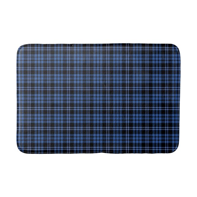 Classic Blue Tartan Plaid Pattern Bath Mat (Front)