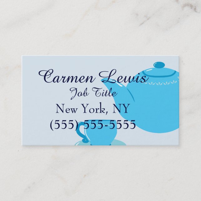 Classic Blue Teapot Business Card (Front)