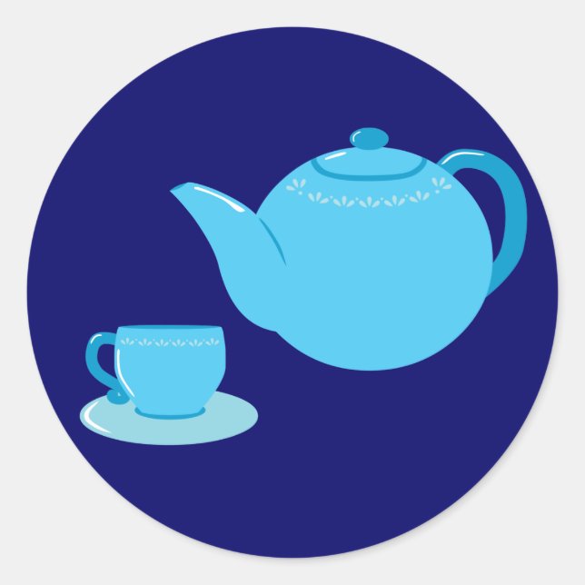 Classic Blue Teapot Classic Round Sticker (Front)
