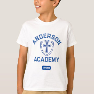 Classic Blue Text Cross and Shield Homeschool T-Shirt