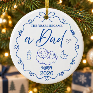 Classic Blue The Year I Became A Dad Custom Ceramic Tree Decoration