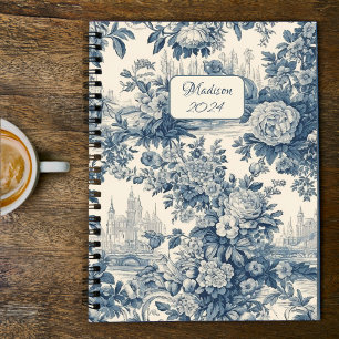 Classic Blue Toile de Jouy Monogram Planner