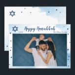 Classic Blue Watercolor Gold Happy Hanukkah Photo Holiday Card<br><div class="desc">Classic Blue Watercolor Gold Happy Hanukkah Photo Holiday Card</div>