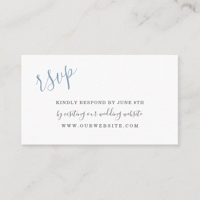 Classic Blue Watercolor Petals wedding RSVP online Enclosure Card (Front)