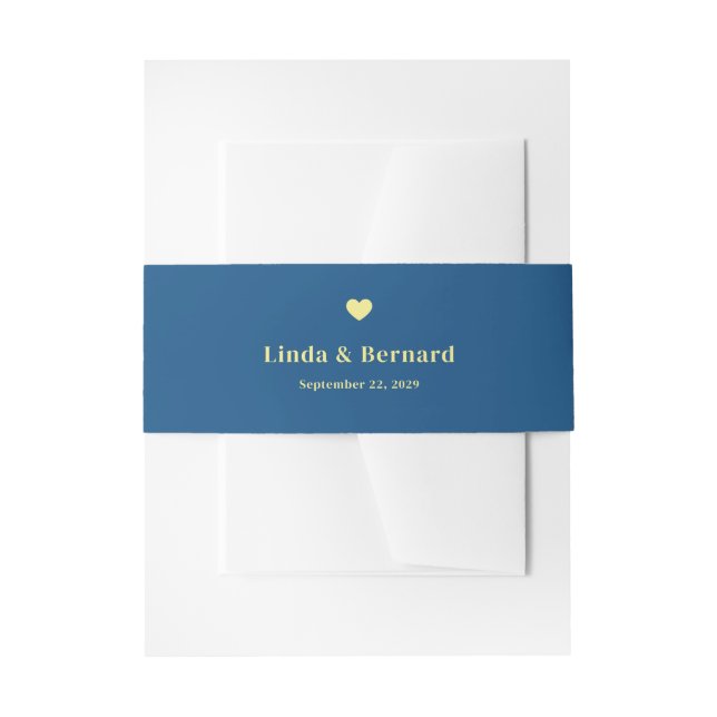 Classic Blue wedding invitation Belly Band (Front Example)