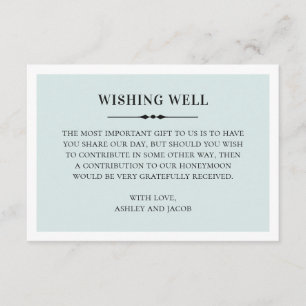 Classic blue wedding wishing well. Elegant simple Enclosure Card
