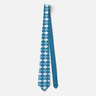 Classic Blue White Argyle Diamond Tartan Tie