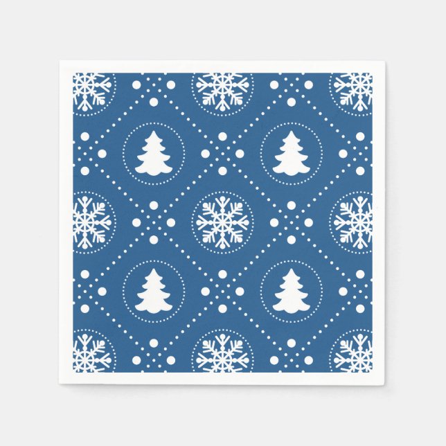 Classic Blue White Christmas Pattern Napkin (Front)