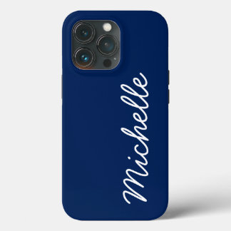 Classic Blue & White Custom Cursive Name or Text iPhone 13 Pro Case