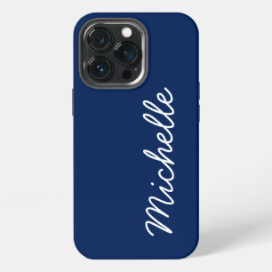 Classic Blue & White Custom Cursive Name or Text iPhone 13 Pro Case