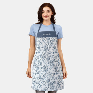Classic Blue White French Toile Personalised Apron