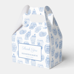 Classic Blue White Ginger Jar Thank You Wedding Favour Box