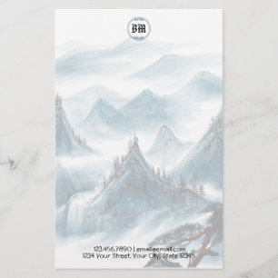 Classic Blue White Mountain View Letterhead