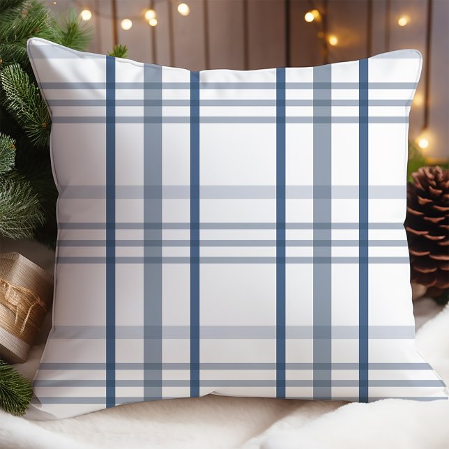 Classic Blue White Plaid Christmas Cushion (Creator Uploaded)