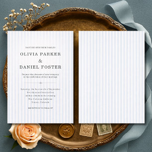 Classic Blue & White Striped Wedding Invitation