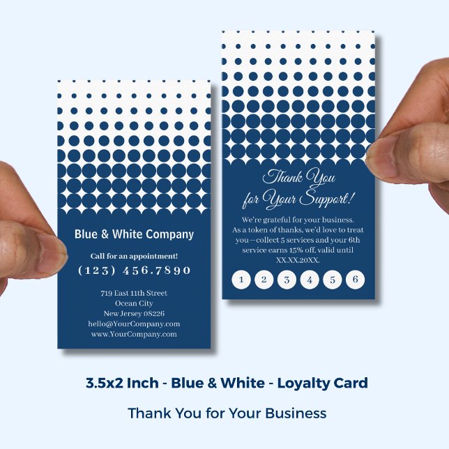 Classic Blue & White Thank You Punch Loyalty Card (Classic Blue & White Thank You Punch Loyalty Card; Size: 3.5x2 Inch)