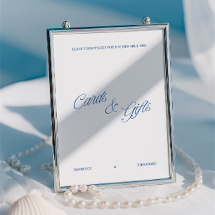 Classic Blue & White Wedding Cards & Gifts Sign