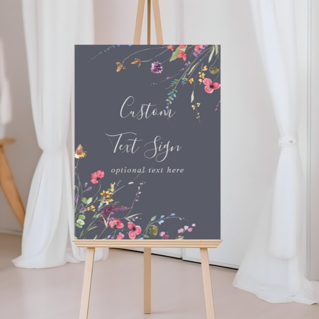 Classic Blue Wild Floral Custom Text Sign (Creator Uploaded)