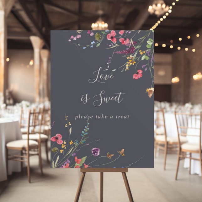 Classic Blue Wild Floral Love Is Sweet Sign (Creator Uploaded)