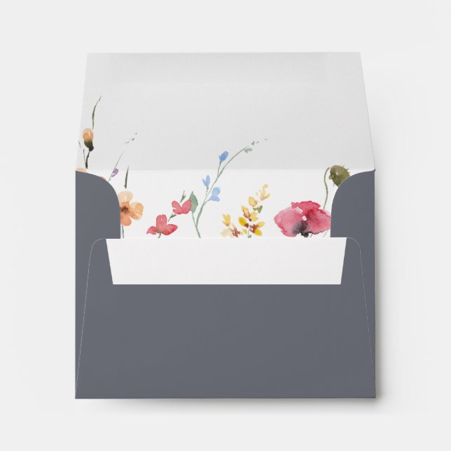 Classic Blue Wild Floral Self-Addressed RSVP   Envelope (Back (Bottom))