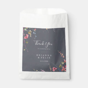 Classic Blue Wild Floral Thank You Wedding  Favour Bags