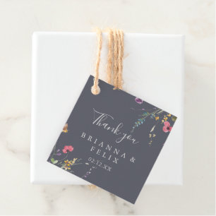Classic Blue Wild Floral Wedding Favour Tags