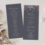 Classic Blue Wild Floral Wedding Program Programme<br><div class="desc">This classic blue wild floral wedding program is perfect for a rustic wedding. The design features a yellow,  purple,  white wild flowers with foliage in a rose and green watercolor background.</div>