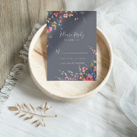 Classic Blue Wild Floral Wedding RSVP