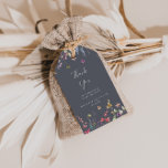Classic Blue Wild Floral Wedding Thank You   Gift Tags<br><div class="desc">These classic blue wild floral wedding thank you favour tags are perfect for a rustic wedding reception. The design features a yellow, purple, white wild flowers with foliage in a rose and green watercolor background. Personalise these tags with a short message, your names, and your wedding date. You can change...</div>