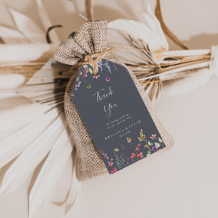 Classic Blue Wild Floral Wedding Thank You   Gift Tags