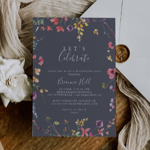 Classic Blue Wild Let's Celebrate Party   Invitation