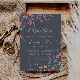 Classic Blue Wild Night Before Rehearsal Dinner   Invitation