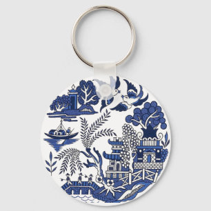 Classic Blue Willow Design  Key Ring