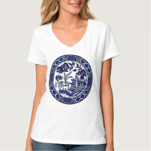 Classic Blue Willow Design T-Shirt