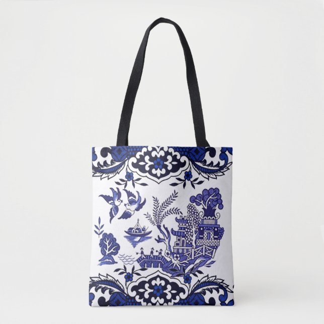 Classic Blue Willow Design Tote Bag (Front)